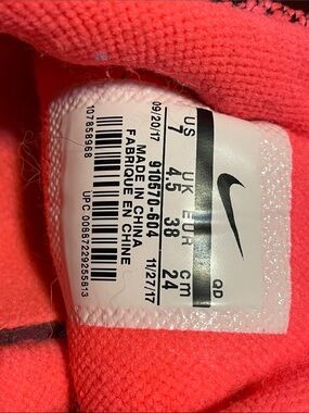 Nike Women's Pink Coral Running Shoe Insert with Black Logo